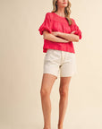 Sheer Romance Bubble Top-Raspberry Pink