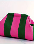 Urban Chic Stripe Clutch-Green/Pink
