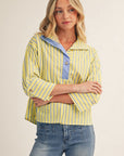 Isabella Stripe Collared Top-Yellow