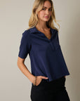 Office Chic Polo Top-Navy