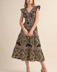 PREORDER: Sweet Spell Floral Midi Dress-Navy