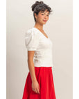 Perfect Fit Puff Sleeve Top-White