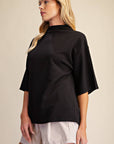 Old Mill Mock Neck Top-Black