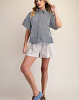 Portside Button Down Top-Navy