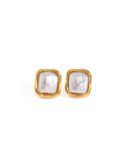 Aefa Square Pearl Stud Earrings