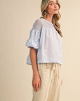 Sheer Romance Bubble Top-Sky Blue