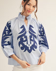Blush Peony Top-Blue