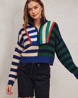 Rugby Polo Sweater-Varsity Stripes