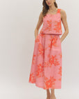 Soft Bloom Midi Skirt-Pink