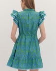 Ocean Bliss Flutter Sleeve Mini Dress