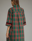 Festive Wishes Plaid Mini Dress-Green