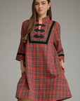 Festive Wishes Plaid Mini Dress-Red