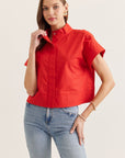 Timeless Touch Collar Top-Red