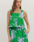 Soft Bloom Sleeveless Top-Green