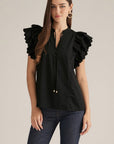 Marcella Ruffle Top-Black