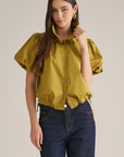 Alessia Puff Sleeve Top-Martini Olive