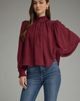 Francesca Puff Sleeve Top-Burgundy
