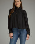Francesca Puff Sleeve Top-Black