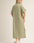 Weekend Chic Woven Midi Dress-Sage