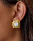 Solenne Square Earrings-White
