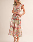 Sweet Spell Floral Midi Dress-Ivory