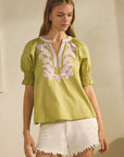 Sun-Chasing Poplin Top-Basil