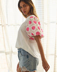 Summer Sunset Embroidered Top-White