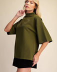 Old Mill Mock Neck Top-Olive