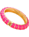 Enamel Bamboo Hinged Bangle Bracelet-Pink