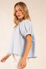 Macaron Puff Sleeve Top- Baby Blue