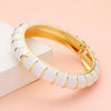 Enamel Bamboo Hinged Bangle Bracelet-White