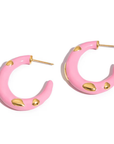 Pink Enamel Hoop Earrings