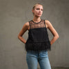 Luxe Grid Feather Top