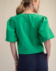 Dahlia Puff Sleeve Top-Green