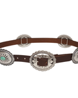 Floral Stone Concho Belt-Brown