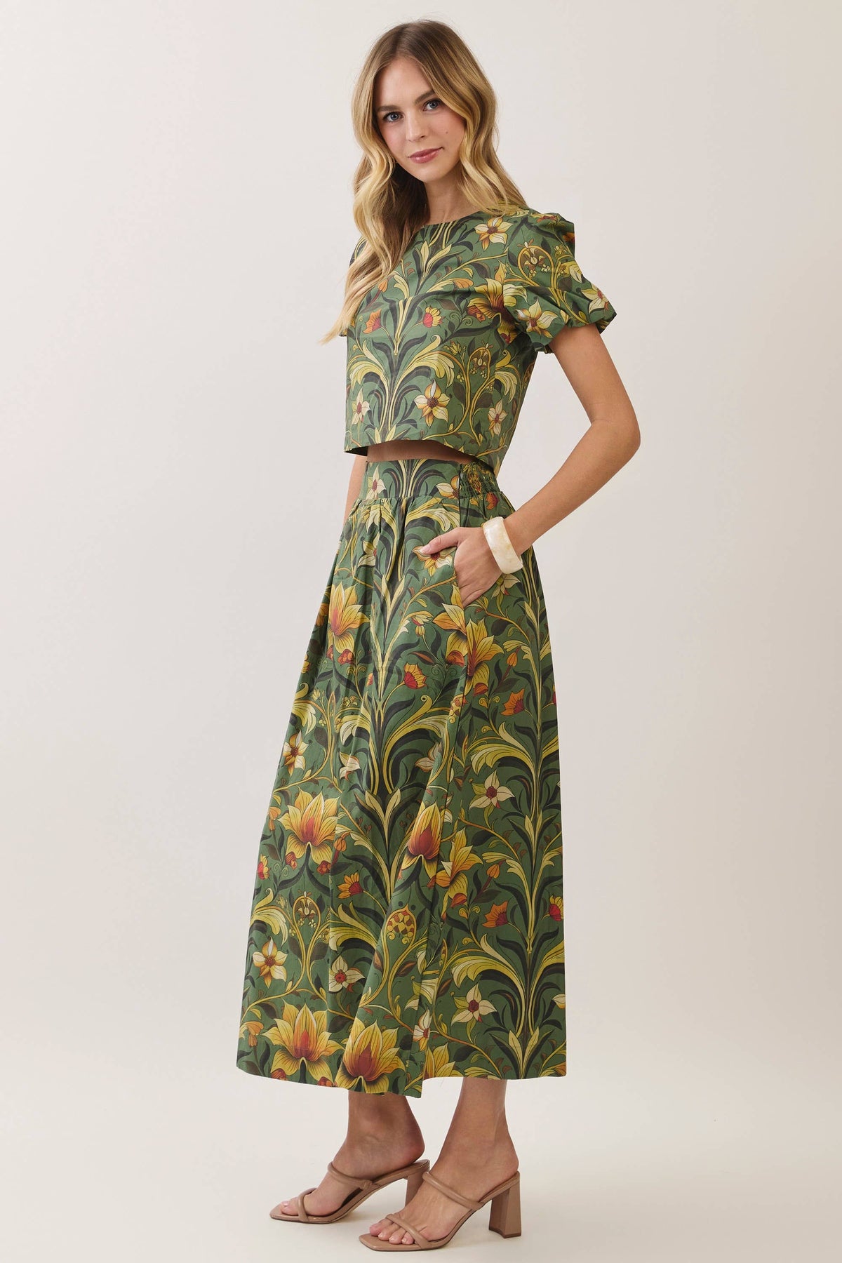 Fleur De Jardin Maxi Skirt-Olive
