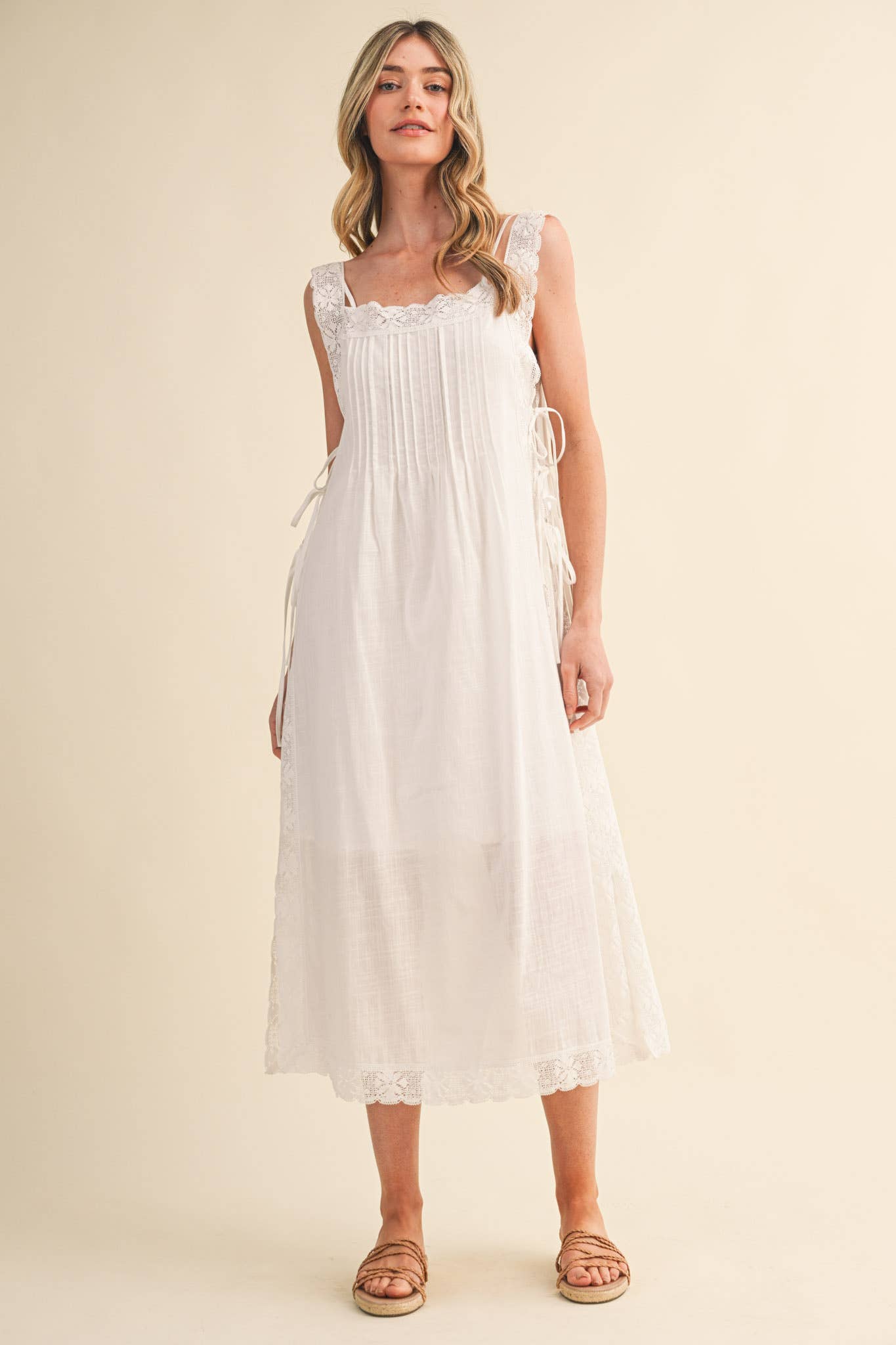 PREORDER: Fleur Romance Midi Dress-Off White