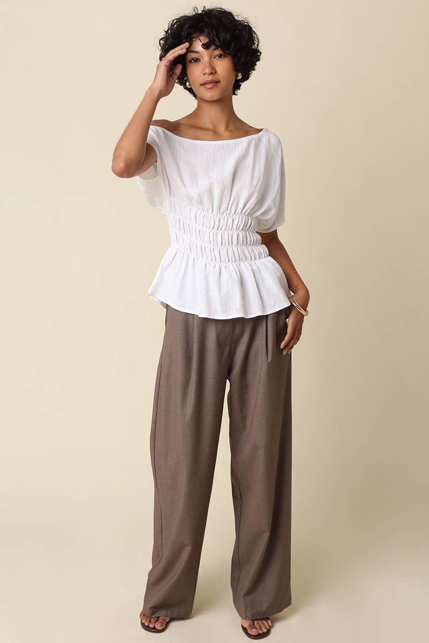 Selena One Shoulder Smocked Top