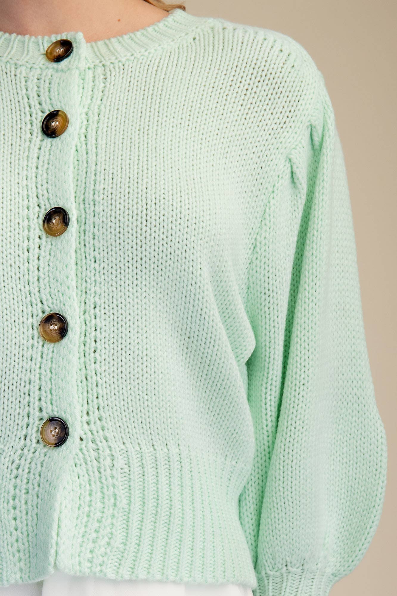 Travel Plans Button Down Sweater-Mint