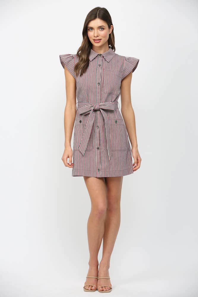 Vera Ruffle Button Down Mini Dress