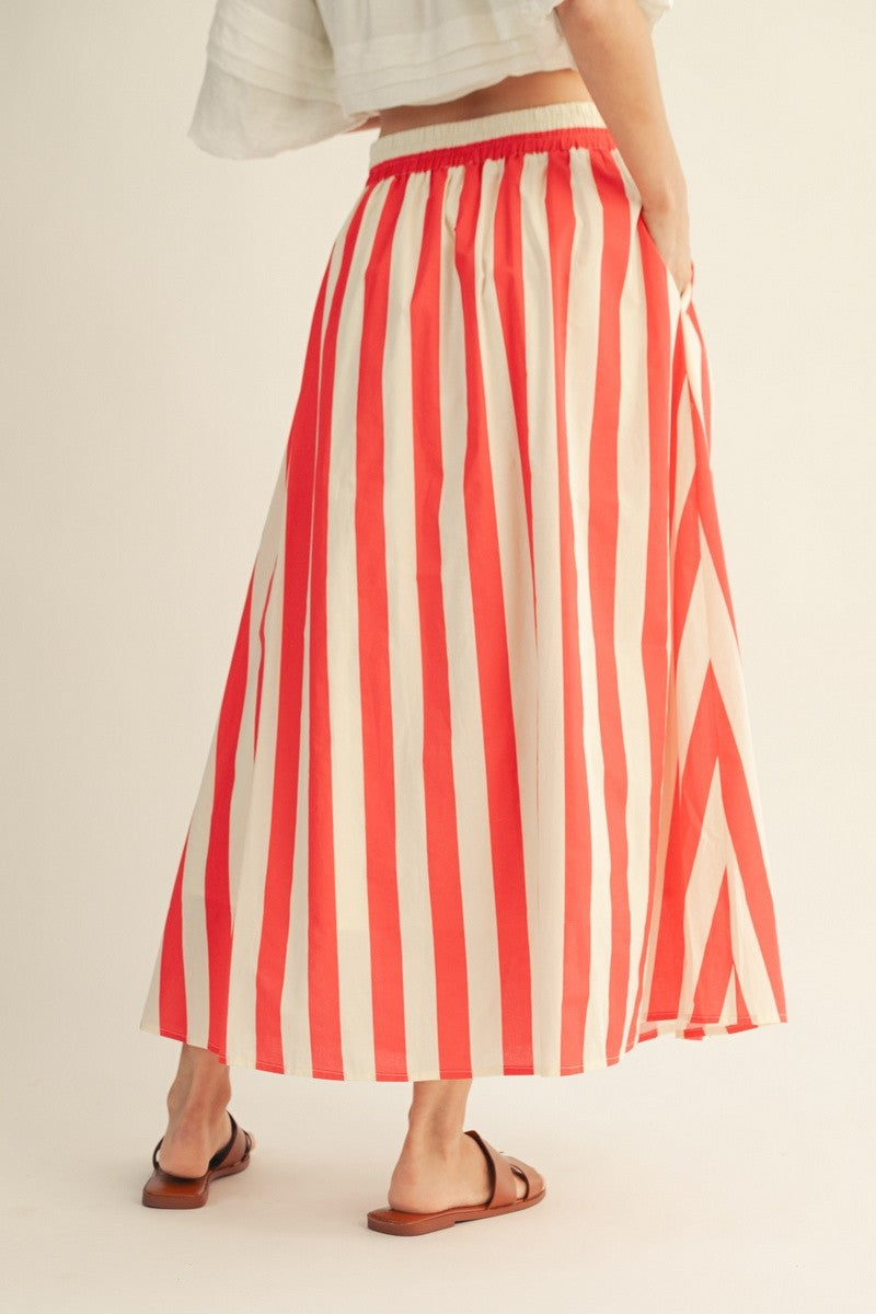 Summer Adventure Maxi Skirt-Red