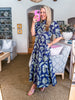 Season of Style Floral Midi Dress-Navy