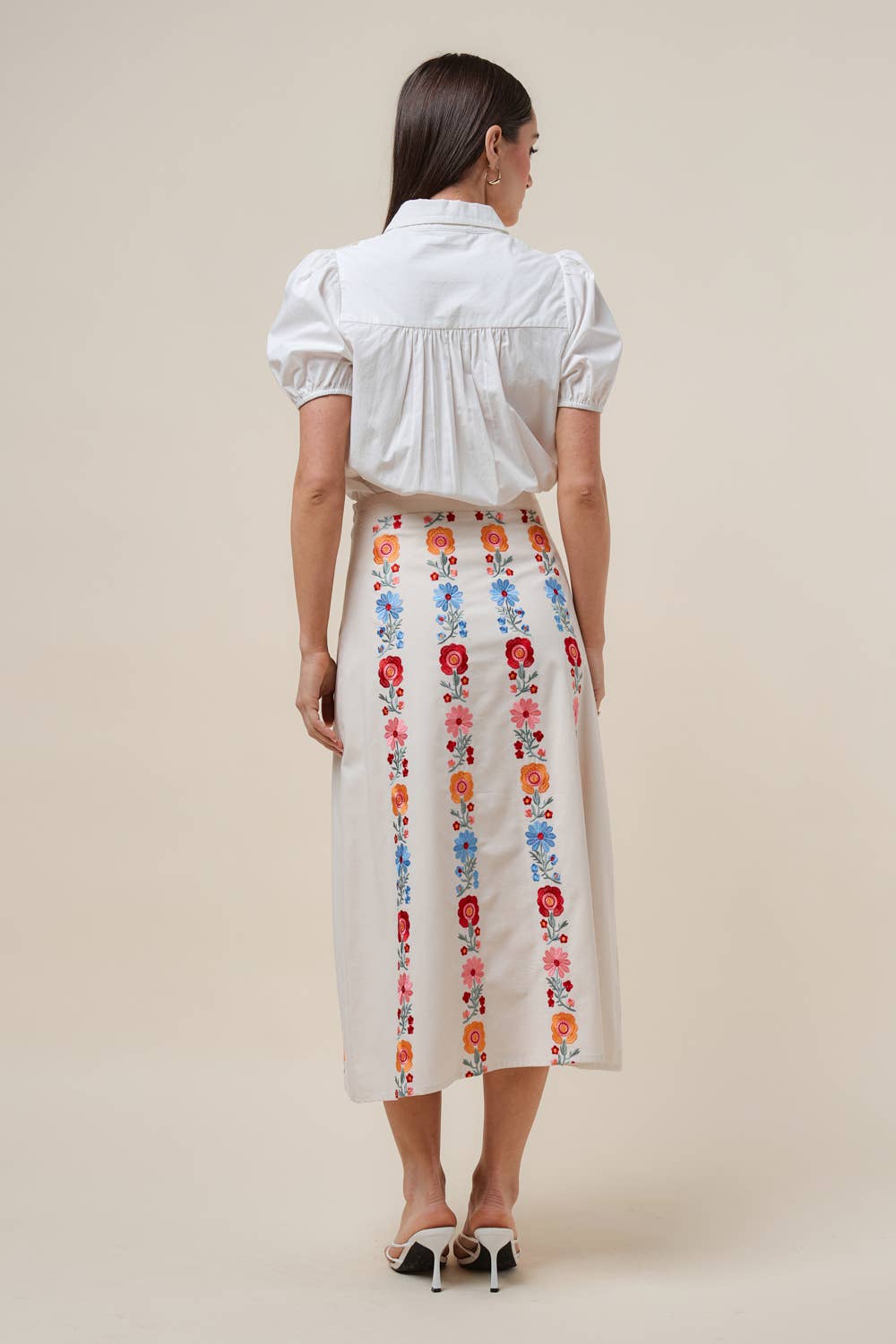 Floral Harmony Embroidered Midi Skirt