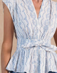 Sugar Petal Eyelet Peplum Top