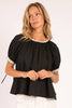 Macaron Puff Sleeve Top- Black