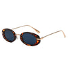 Oval Retro Sunglasses-Gray Leopard