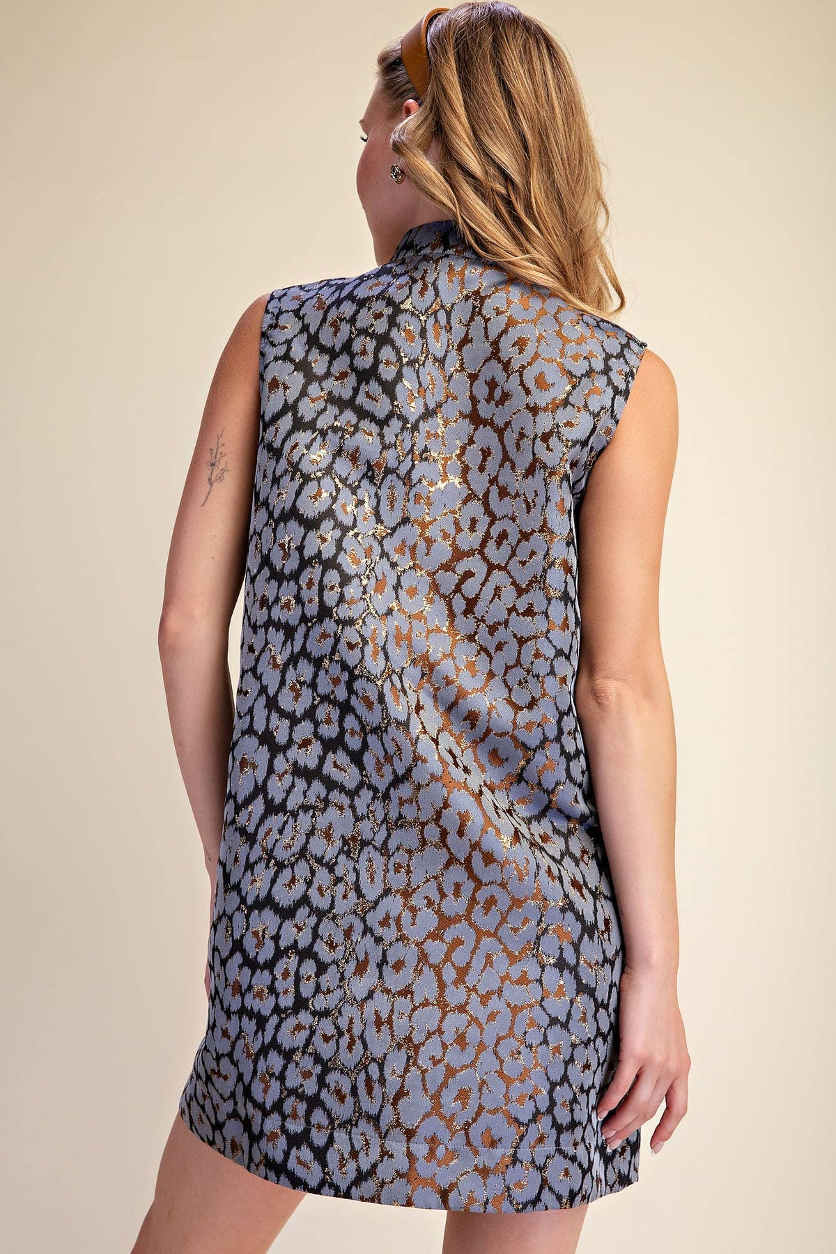Huntress Jacquard Mini Dress-Blue