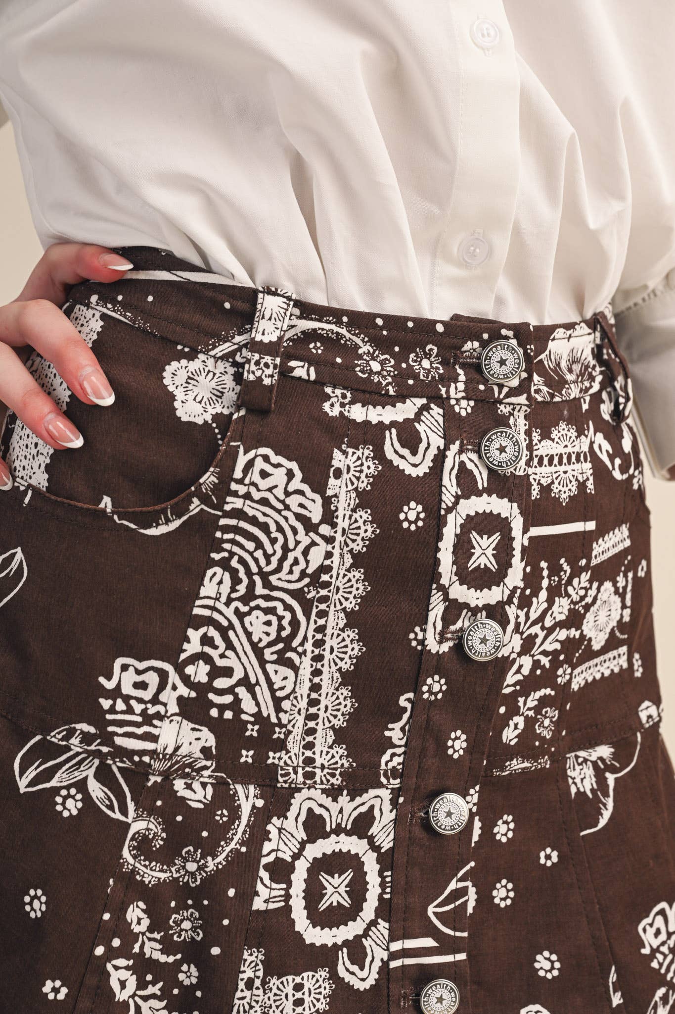 Rope Me In Midi Skirt-Brown