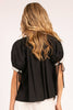 Macaron Puff Sleeve Top- Black