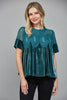 Soft Velvet Vibes Applique Top-Teal Green